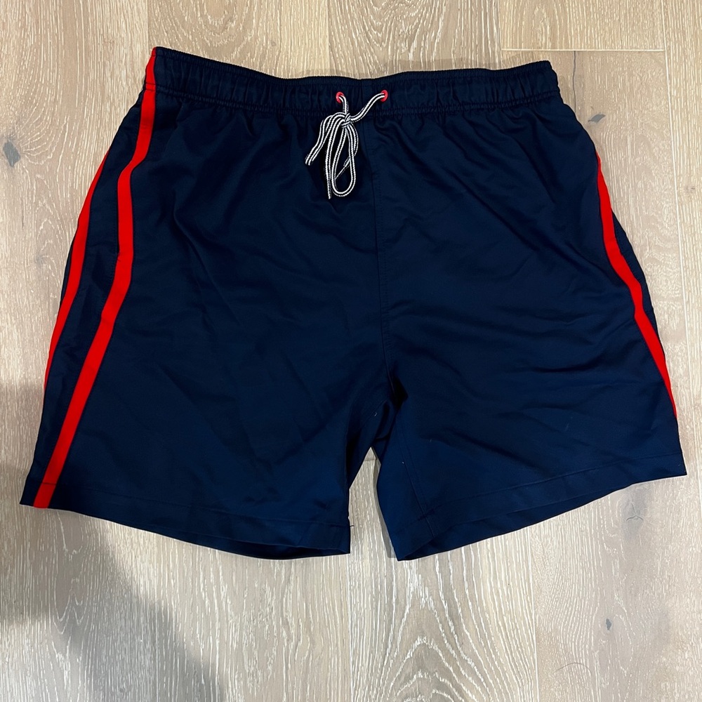 Speedo Men's Swim Trunks - Black with Red Stripes
